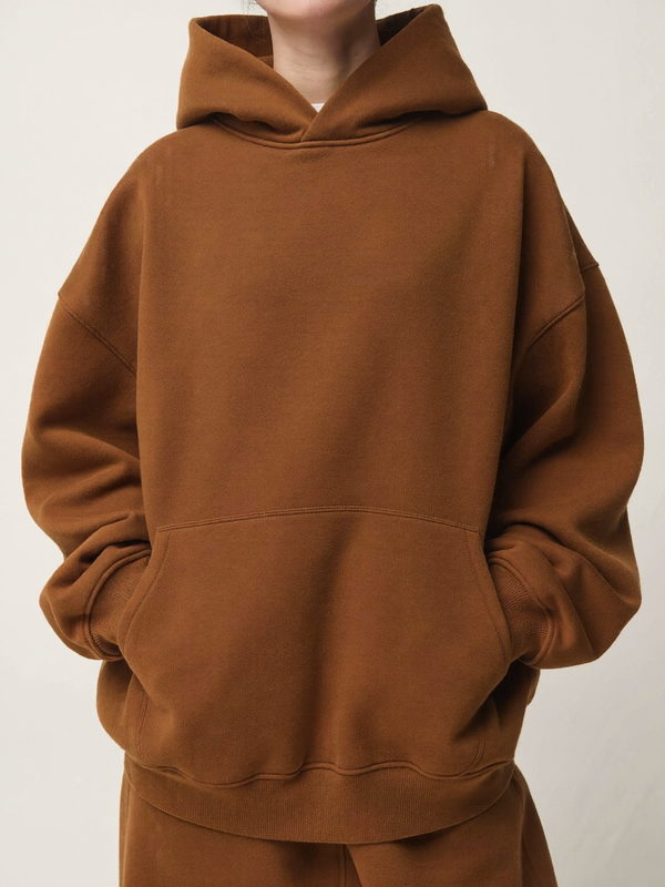 The Heavyweight Hoodie in chai brown